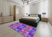 Patterned Lilac Purple Rug in a Bedroom, pat2421pur