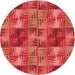 Square Patterned Red Rug, pat2421rd