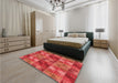 Patterned Red Rug in a Bedroom, pat2421rd