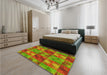 Patterned Pistachio Green Rug in a Bedroom, pat2421yw