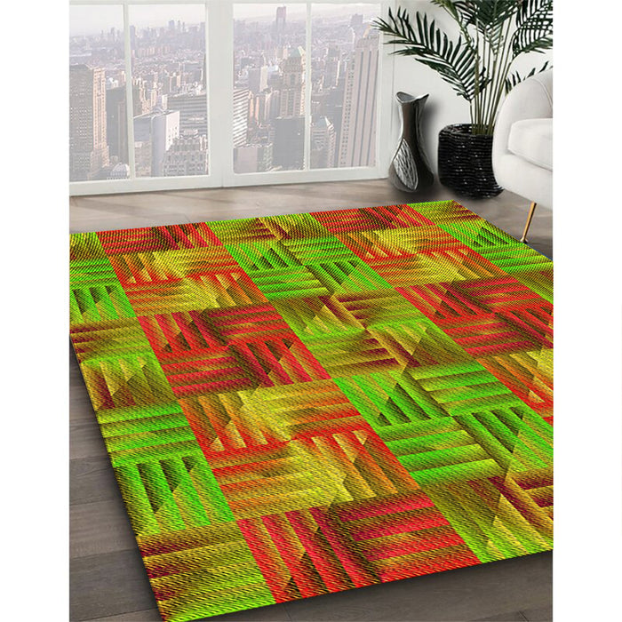 Machine Washable Transitional Pistachio Green Rug in a Family Room, wshpat2421yw