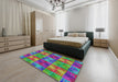 Machine Washable Transitional Green Rug in a Bedroom, wshpat2421