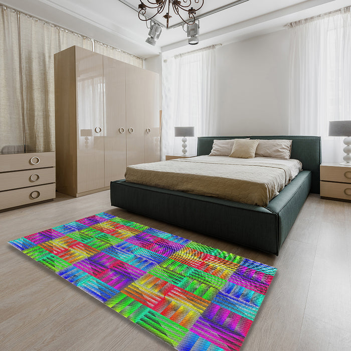 Machine Washable Transitional Green Rug in a Bedroom, wshpat2421