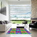 Square Machine Washable Transitional Green Rug in a Living Room, wshpat2421
