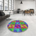 Round Patterned Green Modern Rug in a Office, pat2421