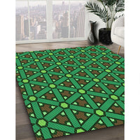 Patterned Dark Forest Green Rug, pat2422grn