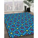 Machine Washable Transitional Dark Turquoise Green Rug in a Family Room, wshpat2422lblu