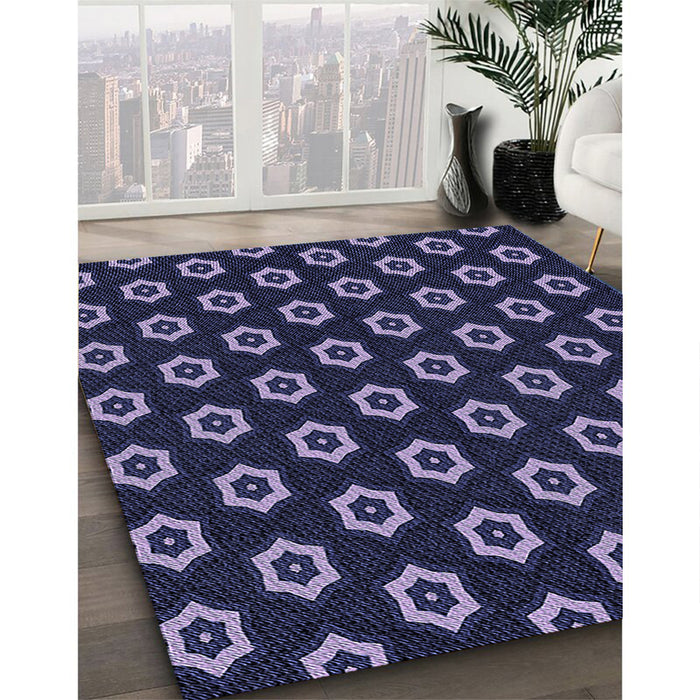 Machine Washable Transitional Night Blue Rug in a Family Room, wshpat2423blu