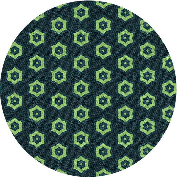 Square Patterned Deep Teal Green Rug, pat2423lblu