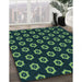 Patterned Deep Teal Green Rug in Family Room, pat2423lblu