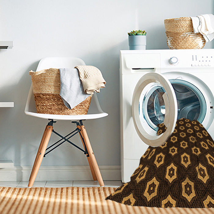 Machine Washable Transitional Black Brown Rug in a Washing Machine, wshpat2423org