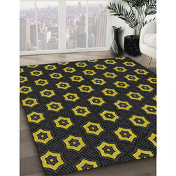 Patterned Brown Novelty Rug in Family Room, pat2423