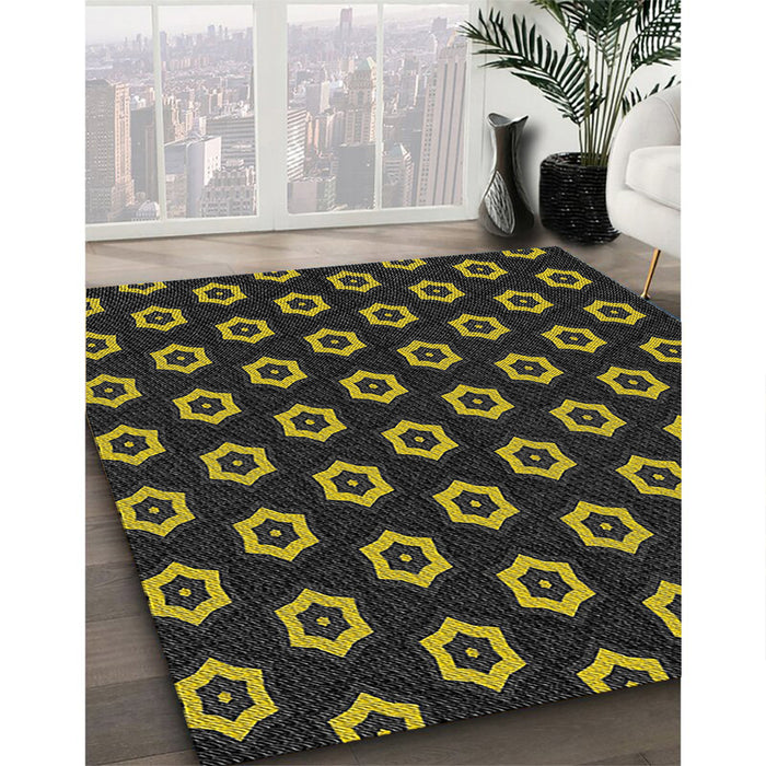 Patterned Brown Novelty Rug in Family Room, pat2423