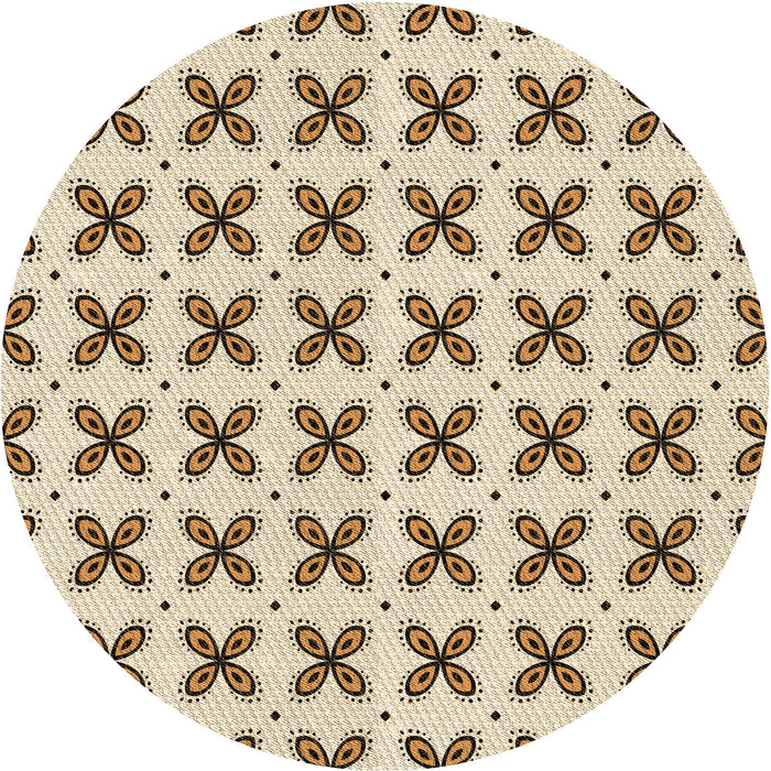 Square Patterned Vanilla Gold Rug, pat2424brn
