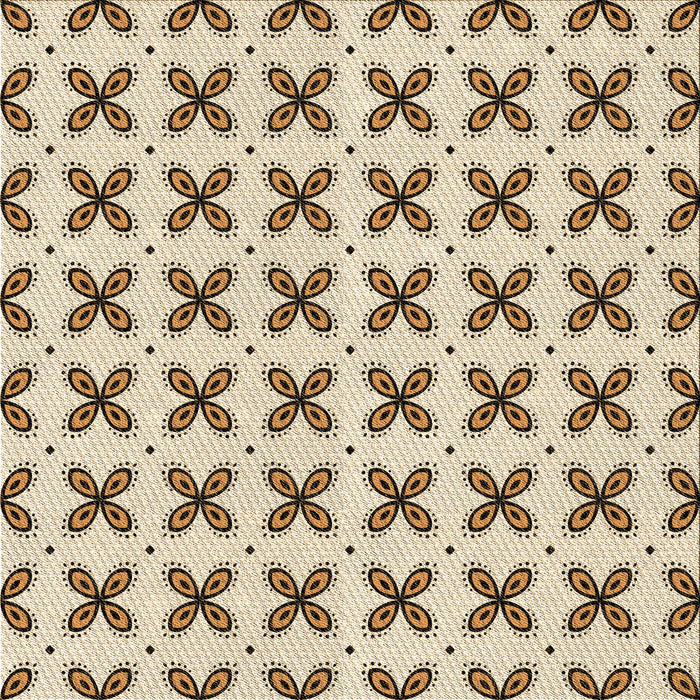 Round Machine Washable Transitional Vanilla Gold Rug, wshpat2424brn