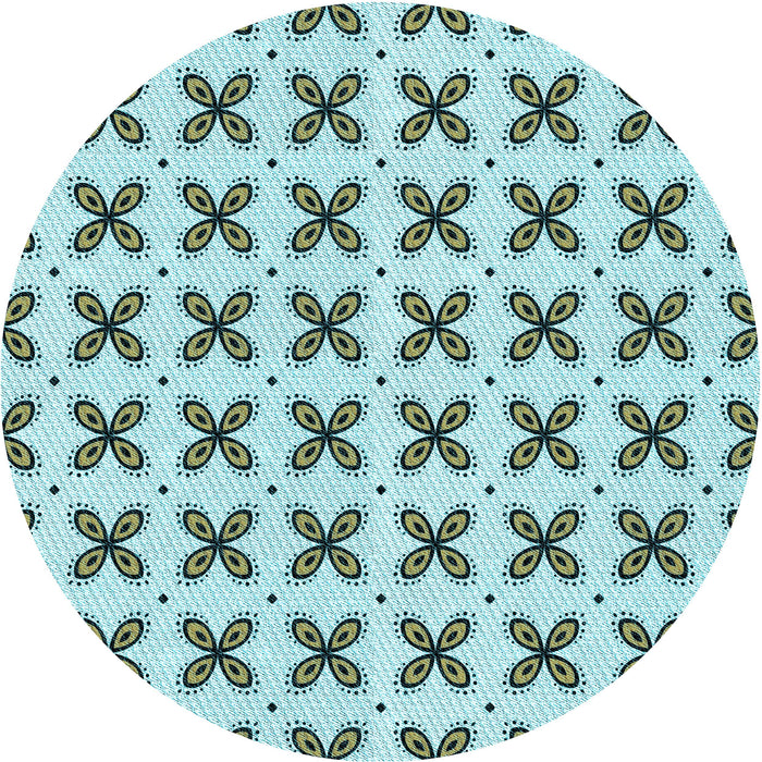 Square Patterned Sea Green Rug, pat2424lblu
