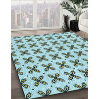 Patterned Sea Green Rug, pat2424lblu