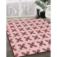 Patterned Light Rose Pink Rug, pat2424rd