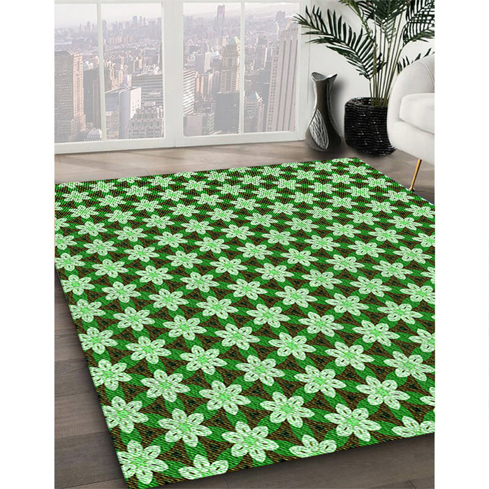 Patterned Jade Green Rug in Family Room, pat2425grn