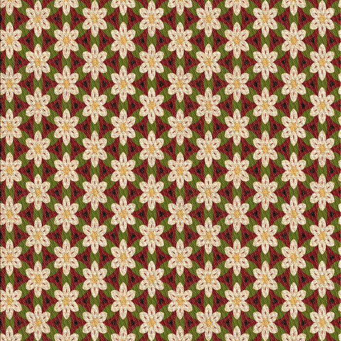 Patterned Tomato Red Rug, pat2425org