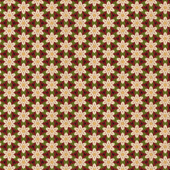 Round Patterned Tomato Red Rug, pat2425org