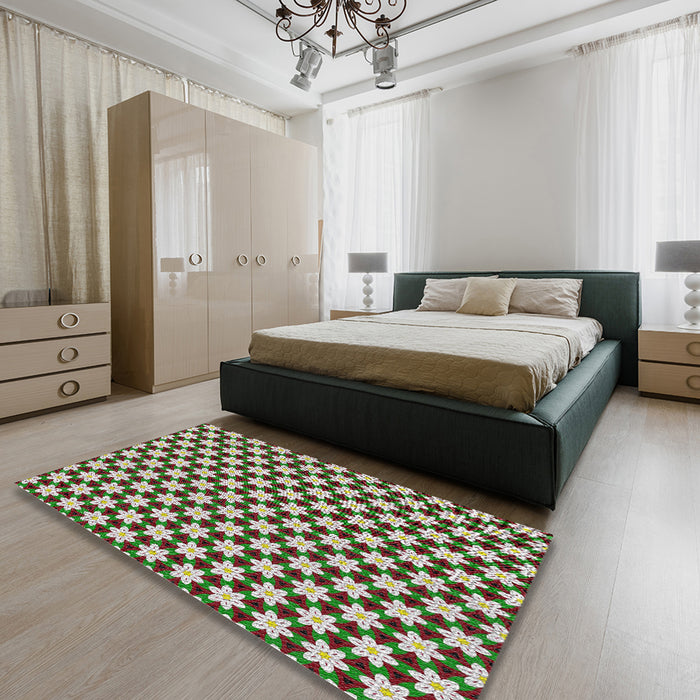 Machine Washable Transitional Light Green Rug in a Bedroom, wshpat2425