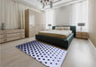 Patterned Blue Rug in a Bedroom, pat2427blu