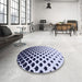 Round Patterned Blue Rug in a Office, pat2427blu