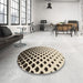 Round Patterned Milk Chocolate Brown Rug in a Office, pat2427brn