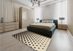 Patterned Milk Chocolate Brown Rug in a Bedroom, pat2427brn