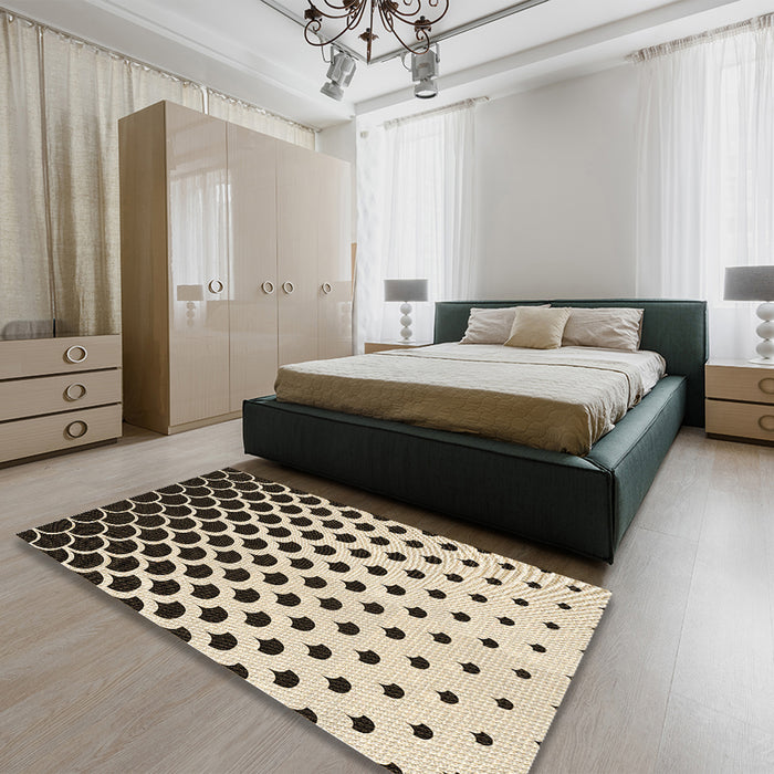 Patterned Milk Chocolate Brown Rug in a Bedroom, pat2427brn