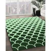 Patterned Deep Emerald Green Rug, pat2427grn