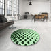 Round Patterned Deep Emerald Green Rug in a Office, pat2427grn