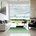 Square Patterned Deep Emerald Green Rug in a Living Room, pat2427grn