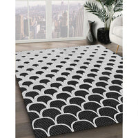 Patterned Black Rug, pat2427gry