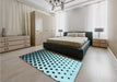 Patterned Medium Teal Green Rug in a Bedroom, pat2427lblu