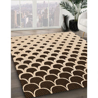 Patterned Deep Peach Orange Rug, pat2427org