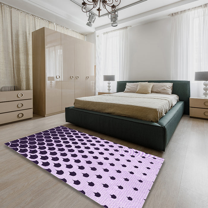 Patterned Blossom Pink Rug in a Bedroom, pat2427pur