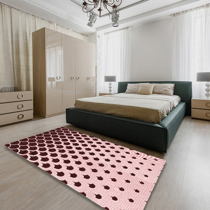 Patterned Pink Rug in a Bedroom, pat2427rd