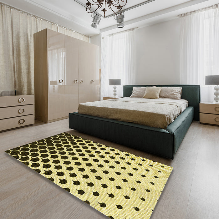 Patterned Bakers Brown Rug in a Bedroom, pat2427yw