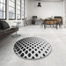 Round Patterned Platinum Gray Novelty Rug in a Office, pat2427