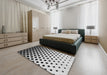 Patterned Platinum Gray Novelty Rug in a Bedroom, pat2427