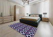 Patterned Night Blue Rug in a Bedroom, pat2428blu