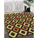 Machine Washable Transitional Black Brown Rug in a Family Room, wshpat2428brn