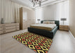 Patterned Black Brown Rug in a Bedroom, pat2428brn