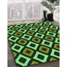 Patterned Dark Forest Green Rug in Family Room, pat2428grn