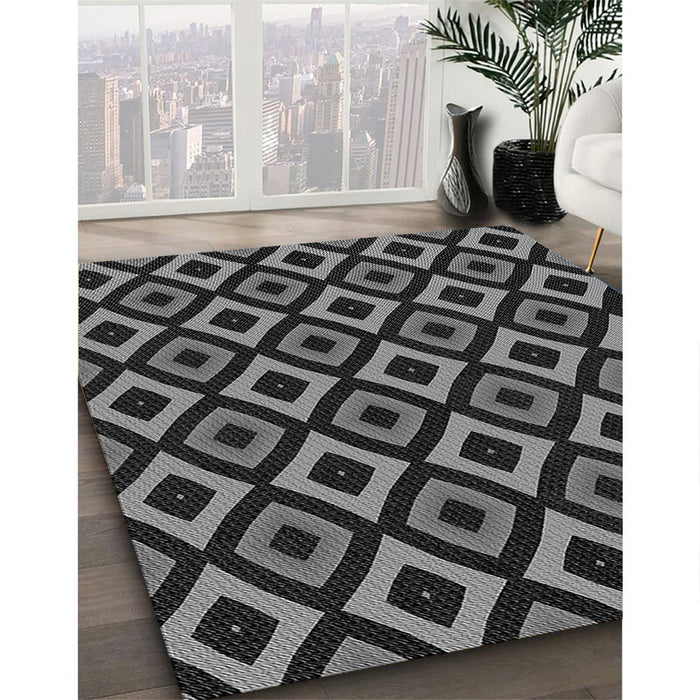 Patterned Midnight Gray Rug in Family Room, pat2428gry