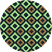 Square Patterned Green Rug, pat2428lblu