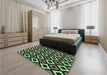 Patterned Green Rug in a Bedroom, pat2428lblu