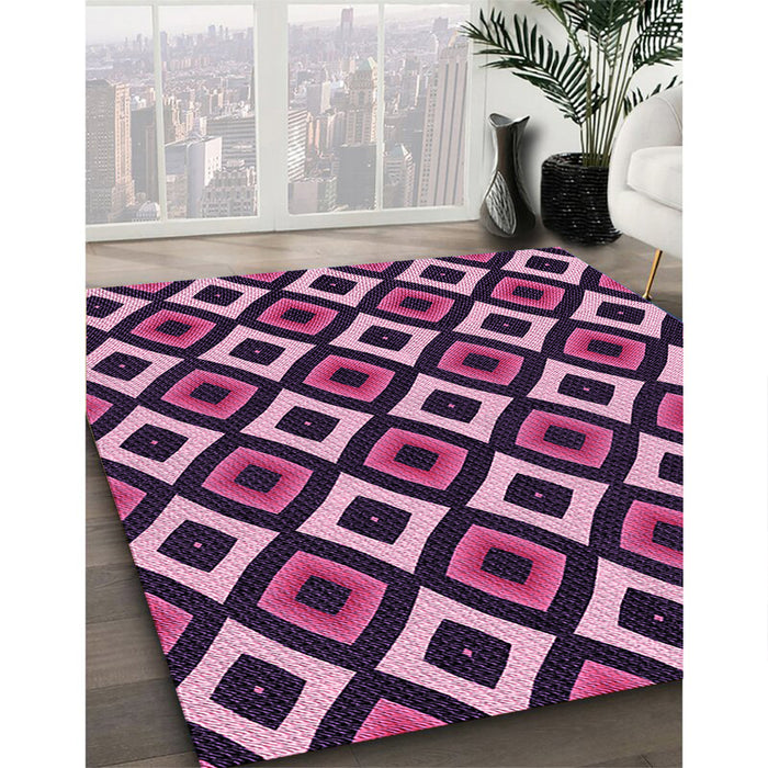 Patterned Orchid Purple Rug in Family Room, pat2428pur